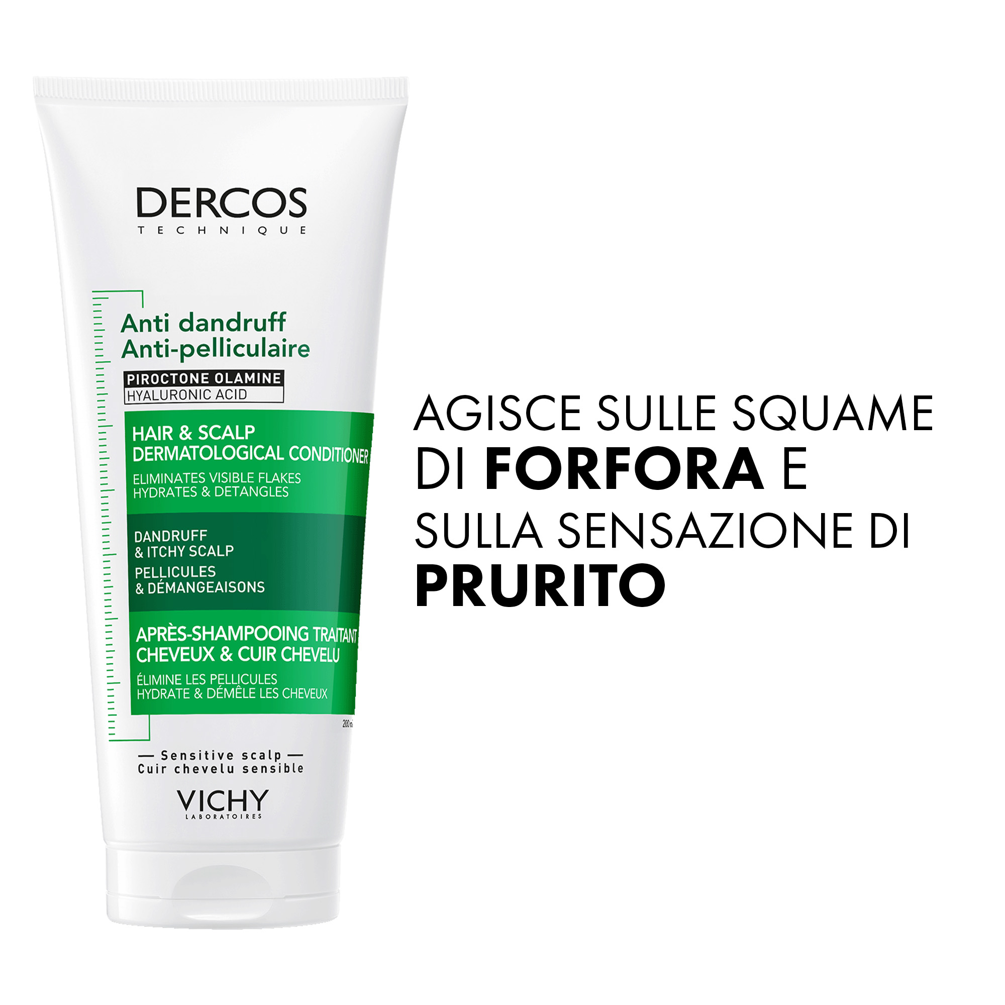 Vichy Dercos Balsamo Anti - Forfora Per Cuoio Capelluto Sensibile Azione Idratante Prurito Ridotto e Capelli Districati 200 ml
